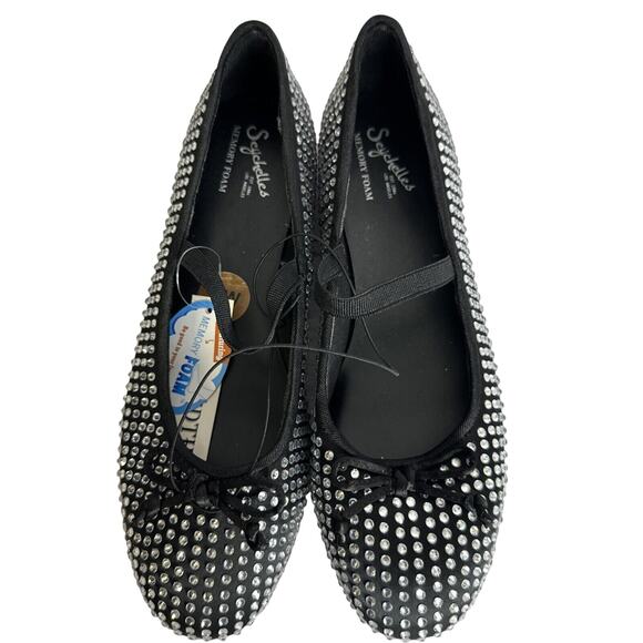 Seychelles Brenda Wides Rhinestone Black Mary Jane Flats 8 W New - Picture 1 of 8